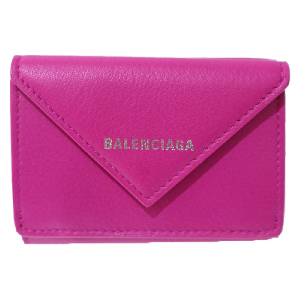 BALENCIAGA Paper Wallet Pink Leather Tri fold